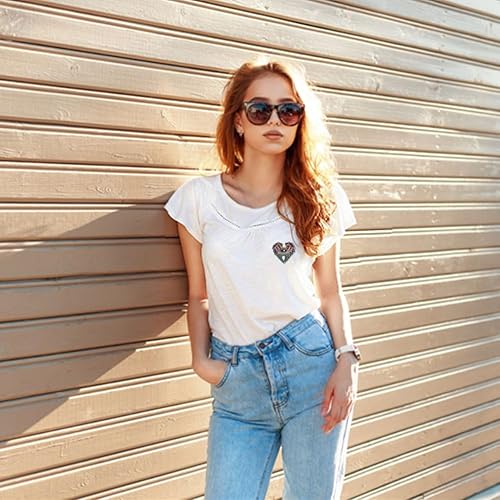 Miniatura 5 de INFUNLY 4 parches de cuentas de diamantes de imitación de ojo de corazón de 4.1 x 2.9 pulgadas, parches para coser en forma de corazón, hechos a