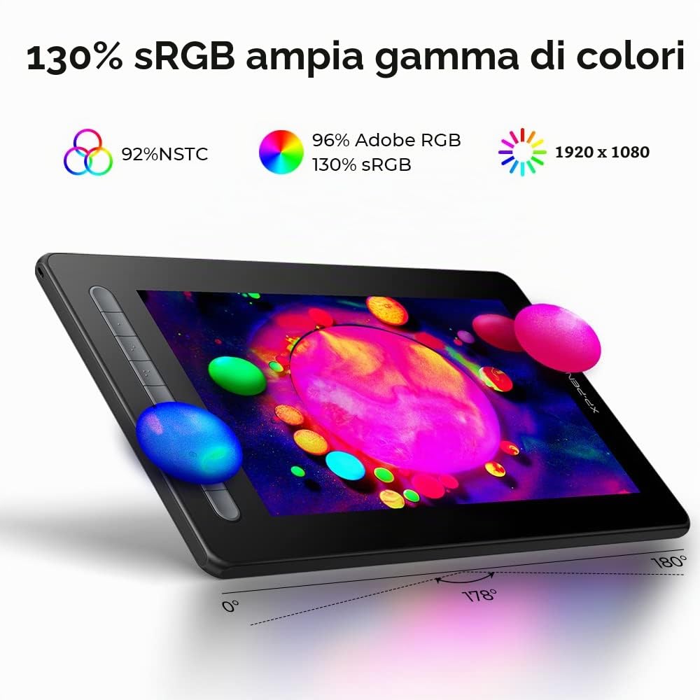 XP-PEN Tavoletta Grafica con Schermo Artist 13 (2a generazione), Display 13.3" FHD 1920x1080, stilo X3 Elite, per Principianti, supporta Windows, Mac, Chrome OS, Android