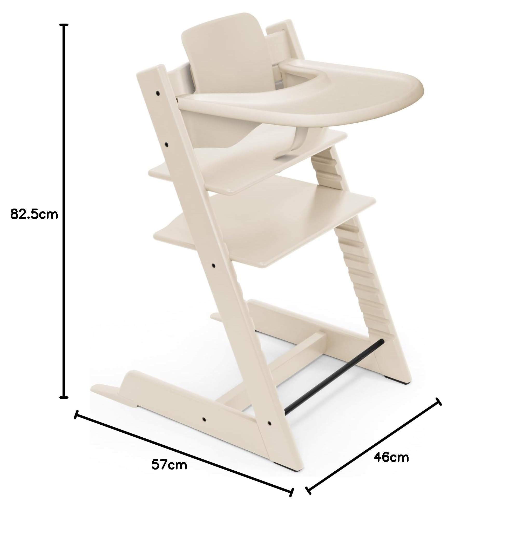 Seggiolone Stokke Tripp Trapp (Vanilla White) con vassoio Stokke (Vanilla White) - Include sedia Tripp Trapp, Baby Set 2 per bambini da 6 a 36 mesi - Regolabile e facile da pulire