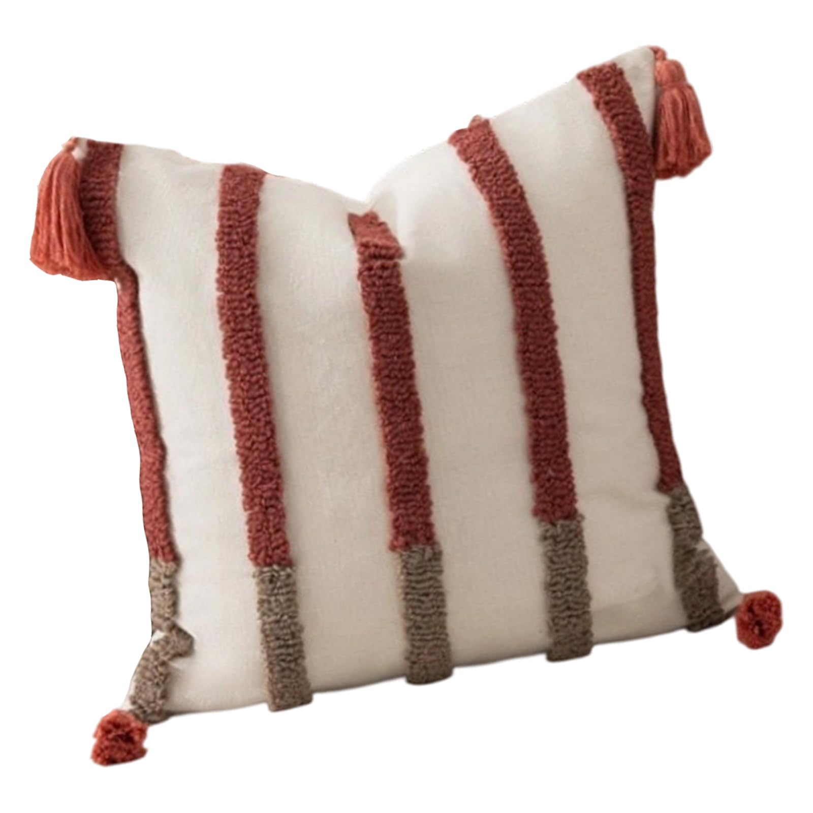 Jazuaiao Cotton Linen Blend Throw Cover 45x45cm Tufted Pattern Fringe Tassels Home Decors Tufted Pillowcase