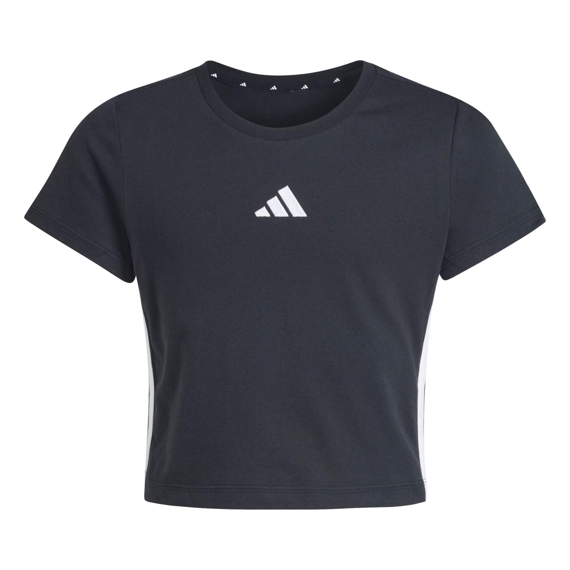 adidas Girl's Essentials Logo Shirt, Black/White, 14-15 Years
