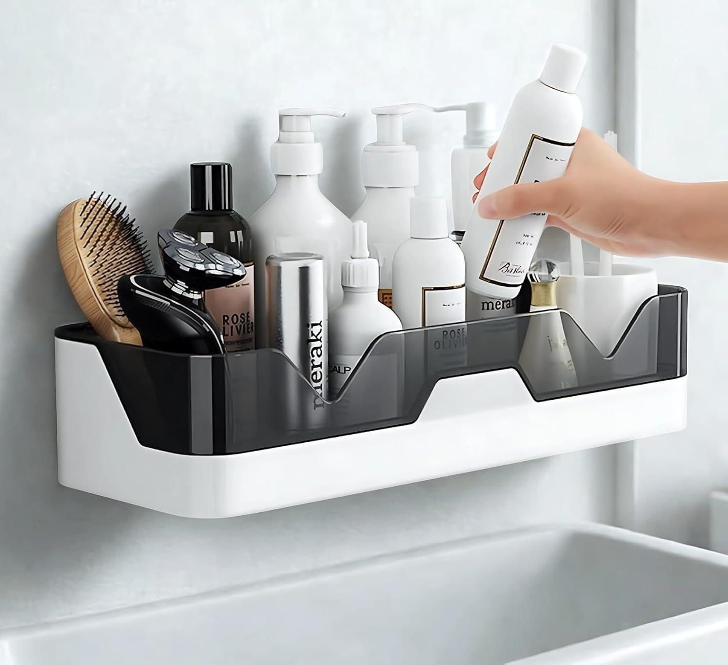 RZone STORE Wall Mounted Shelf – Self-Adhesive, No-Drill ABS Plastic Organizer Rack for Bathroom, Kitchen & Home Accessories (Pack of 1)