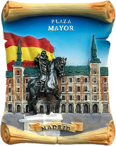 Mayor Plaza Madrid España - Imán para nevera, resina 3D, hecho a mano, artesanía, turismo, viaje, ciudad, recuerdo, colección, calcomanía para