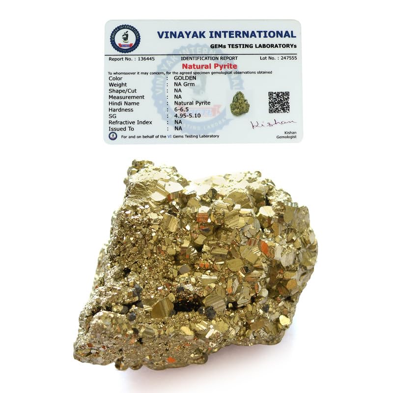 Crystu AAA Natural Certified Pyrite Rough Stone | Pyrite Cluster from Peru | Weight 300 gram-picture-27