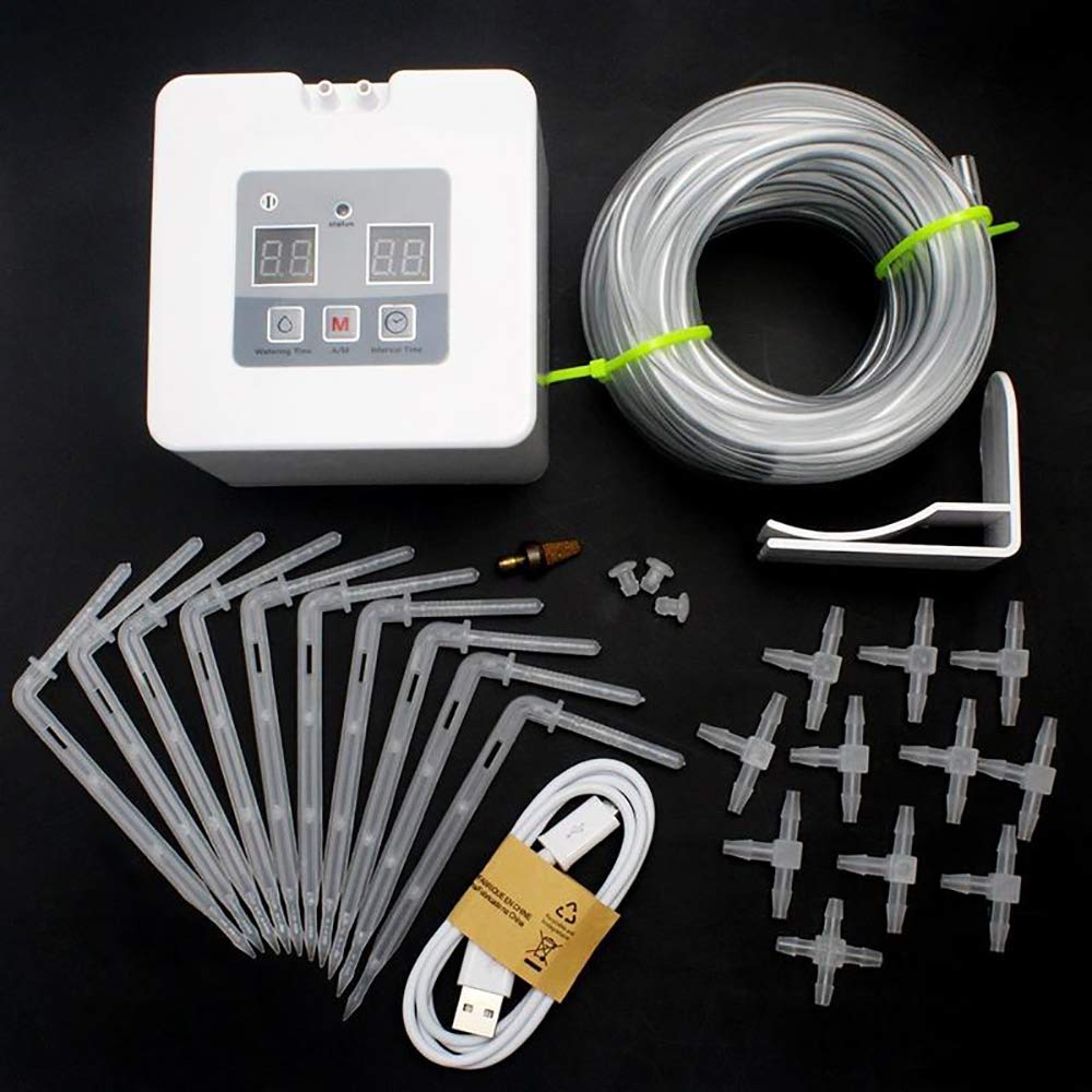 T&F DIY Automatisches Tropfbewässerungs-Set, Selbstbewässerungssystem mit 30 Tage elektronischem Wasser-Timer, 5 V USB-Aufladung für Zimmerpflanzen