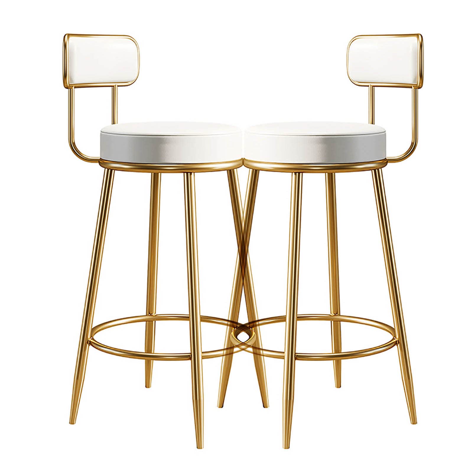 Tabourets de bar 65 cm lot de 2 chaises de comptoir en cuir blanc