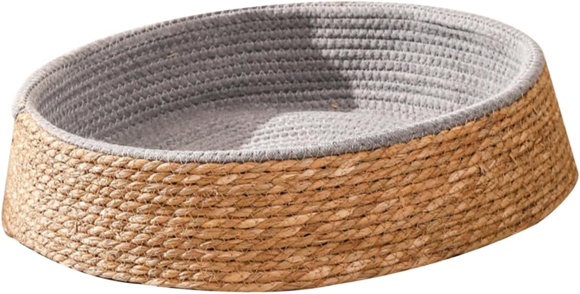 Pet Small Dog Bed Comfortable Woven Pet Nest Pad for Cats Dogs Scratch Resistant Design Round Shape for Small Soft Cozy Sleeping House