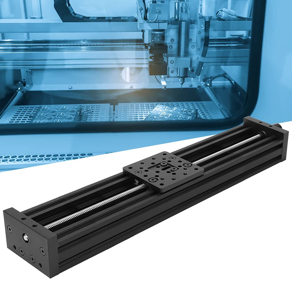 Prowadnica liniowa Stół ślizgowy 8mm Śruba kulowa prowadząca Tor ruchu Stop aluminium Prowadnica liniowa CNC Napęd etapowy do drukarki 3D Maszyna do grawerowania (500mm-czarny)