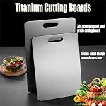 Katori Titanium Cutting Board, Stainless Steel Cutting Board, Titanium Cutting Boards for Kitchen,Double Sided Chopping Board for Cutting Meat Vegetable Fruit(Silver, 15.4 x 11in)