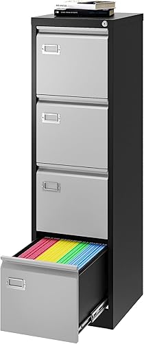 Miniatura 1 de Archivador de 4 cajones, archivadores de metal con cerradura, archivadores verticales de 18 pulgadas de profundidad para oficina en casa, gabinete