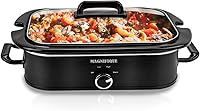 Vista 1 de 4-Quart Slow Cooker with Casserole Manual Warm Setting - Perfect Kitchen Small Appliance for Family Dinners, Dishwasher Safe Crock, Black