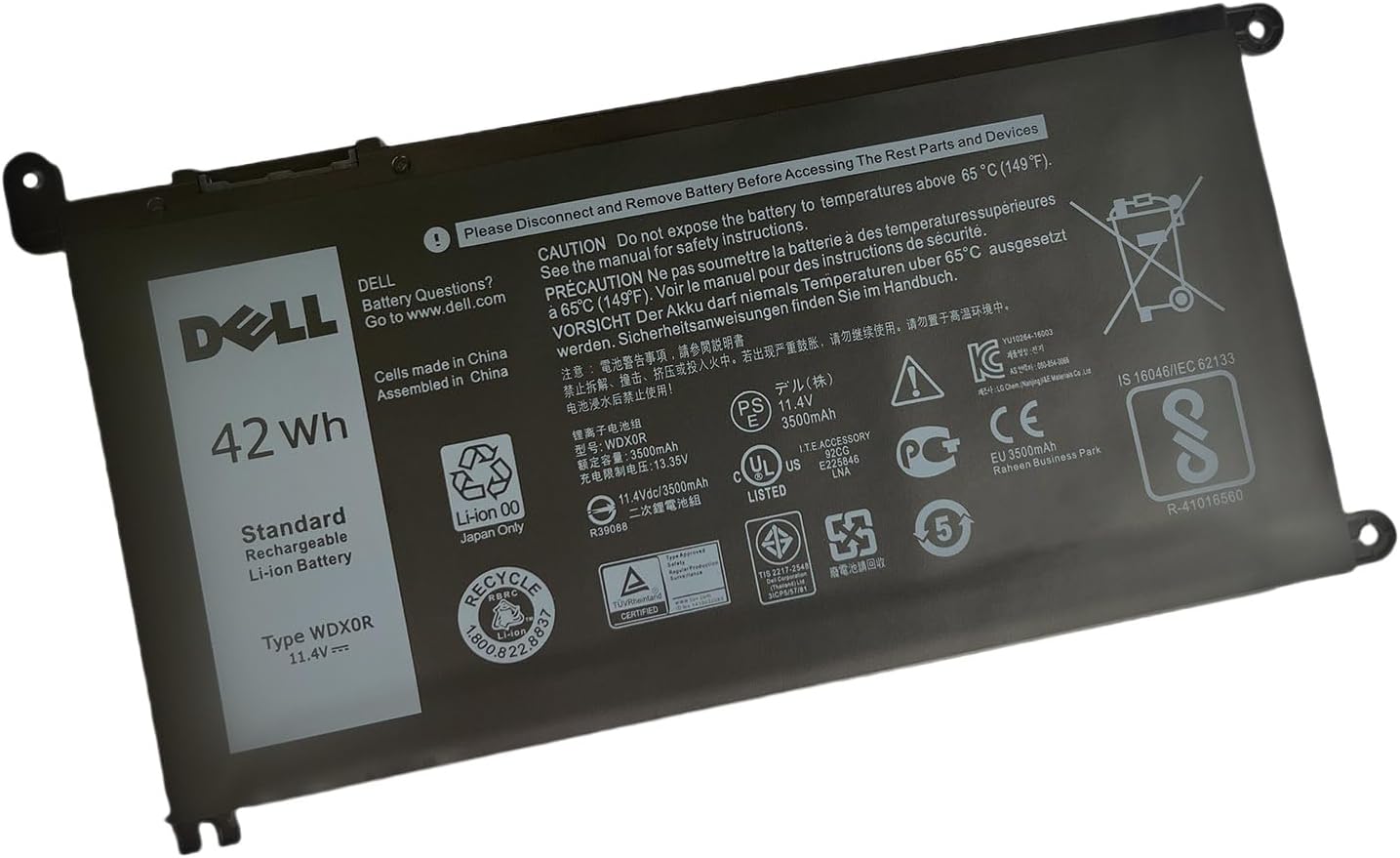 Batería ZBTZMC WDX0R 11.4V 42Wh 3-Celdas para Dell