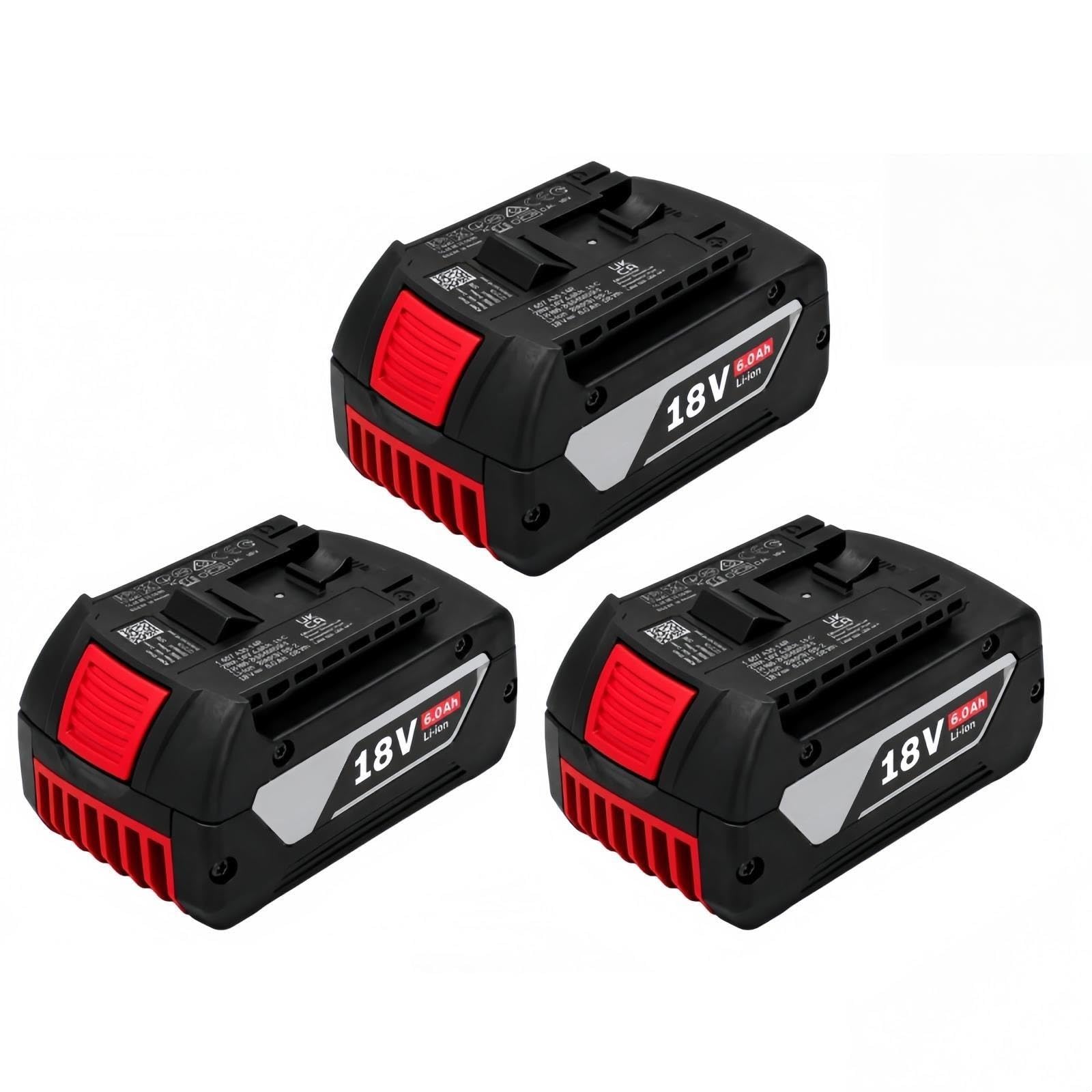3 Baterías 18V 6Ah Li-Ion Compatibles con Bosch