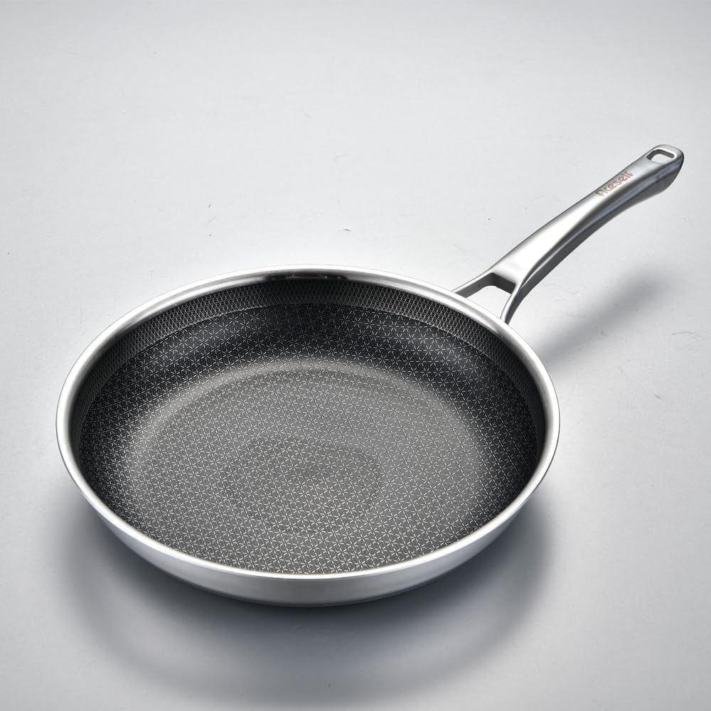 Non Stick Frying Pans without lid, 12 inch Hybrid Frying Pans Nonstick,non stick Stainless Steel Skillets, Dishwasher and Oven-Safe Chef Pan, Induction Compatible Cooking Pan, PFOA Free