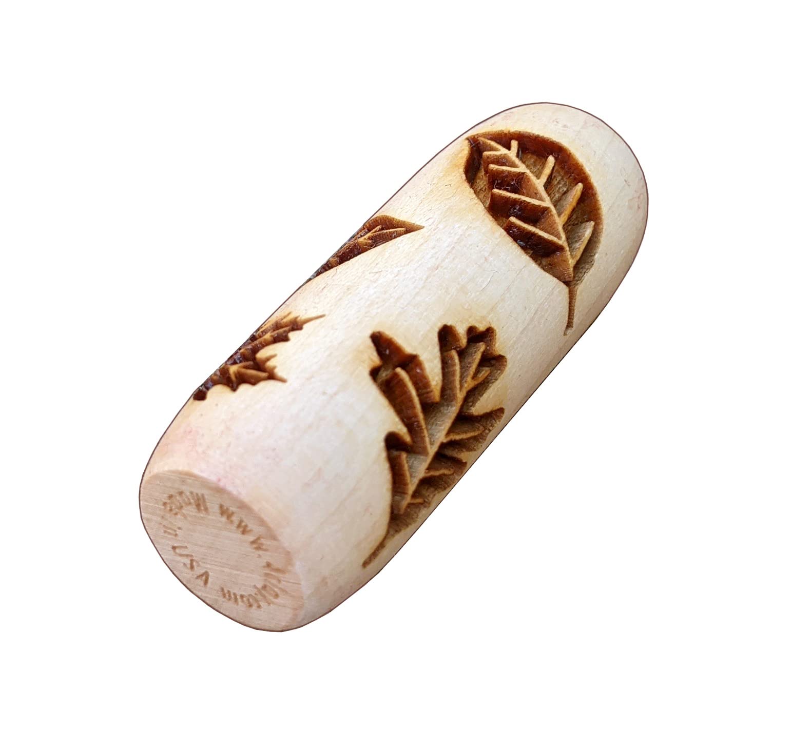 SOCWELL LLC pattern roller for clay, Leaves, 2 inch(50mm) x 3/4" diameter size, made in USA of fine maple wood (SD2221)