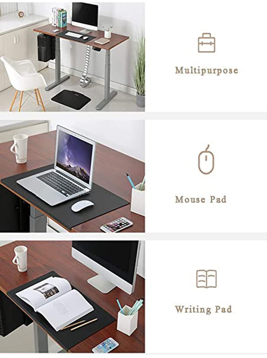 Sous-main de bureau en cuir synthétique souple, imperméable, résistant à l'huile, antidérapant, protection des bords de la table pour le bureau et la maison