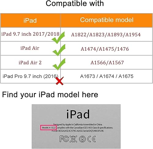 Miniatura 2 de Funda para iPad 9.7 2018 2017  iPad Air 2  Funda protectora con soporte giratorio de 360 grados con encendido automático para iPad de 9.7 pulgadas