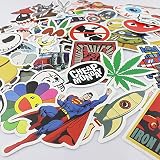 Hanib (100 Stück) zufällige Musik- und Filmaufkleber aus Vinyl für Skateboard, Snowboard, Laptop, Gepäck, Auto, Fahrrad