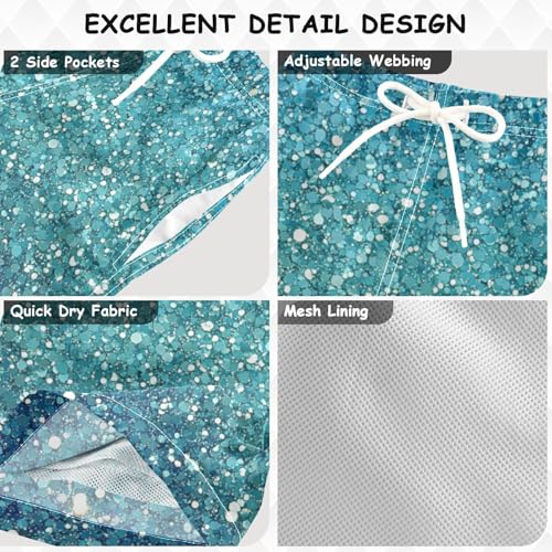 Pigsaly Boys Swim Trunks Mint Green Sky Blue Gradient Flashing Glitter Boys Board Shorts Swimsuit Swimwear Bathing Suit 4T3