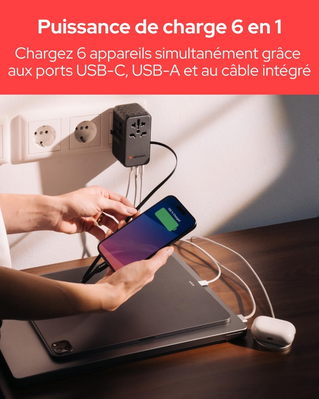 Verbatim CnT-02 Universale Nero Ac Ricarica Rapida Interno (verbatim Charge N Travel Dmnd 85w CnT-02)