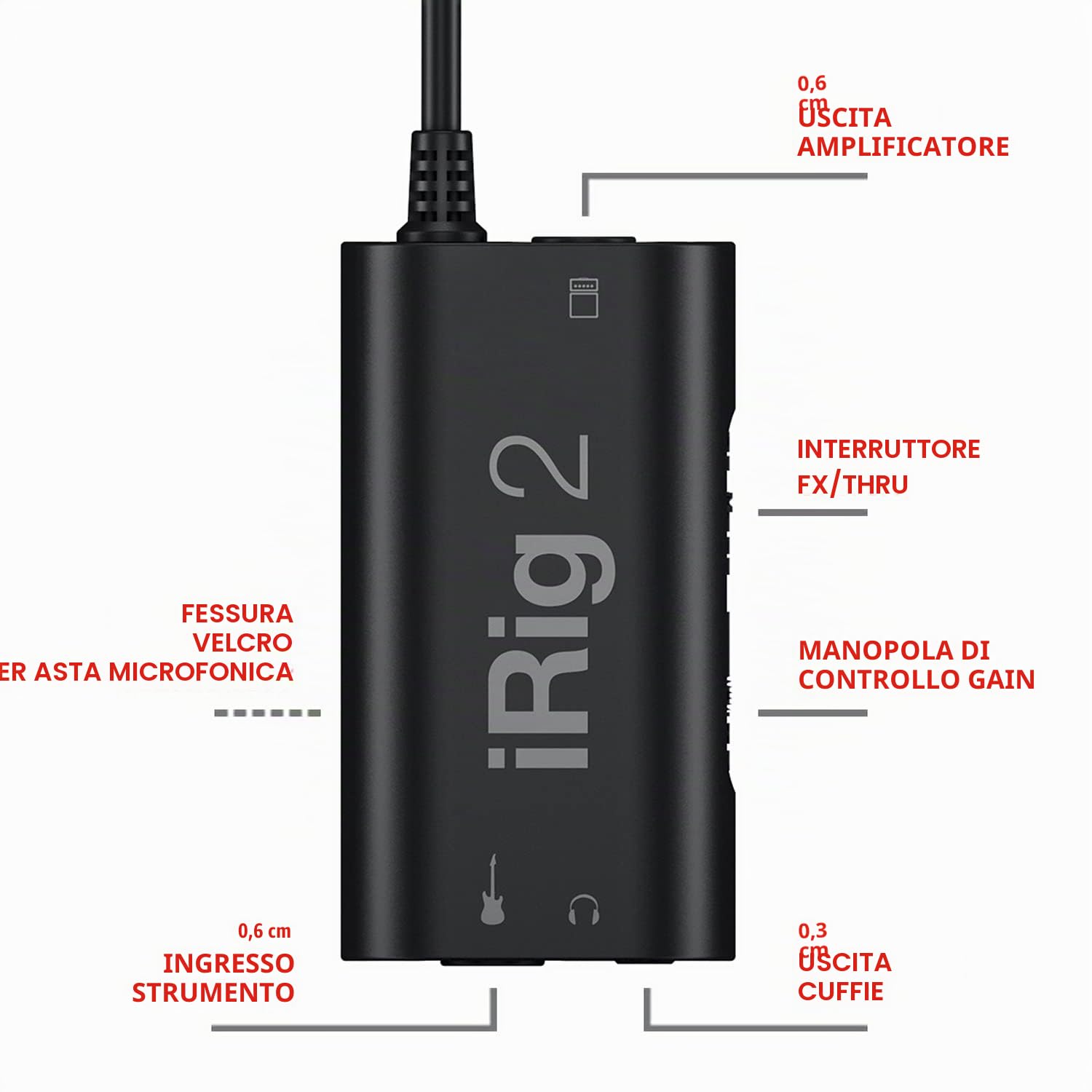iRig 2 - Interfaccia per chitarra e basso per iPhone e iPad