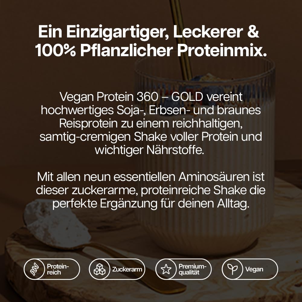 Protein Works | Vegan Protein 360 – GOLD Innovation, Vanillecreme, 33 Portionen, 100% pflanzlich & natürlich, Premium-Multi-Protein-Mix, fettarmer & kalorienarmer Shake, 1kg