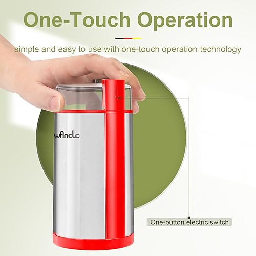 Miniatura 4 de Wancle Molinillo de café eléctrico, molinillo de especias silencioso, molinillo de café de un solo toque para granos, especias y más, con cepillo