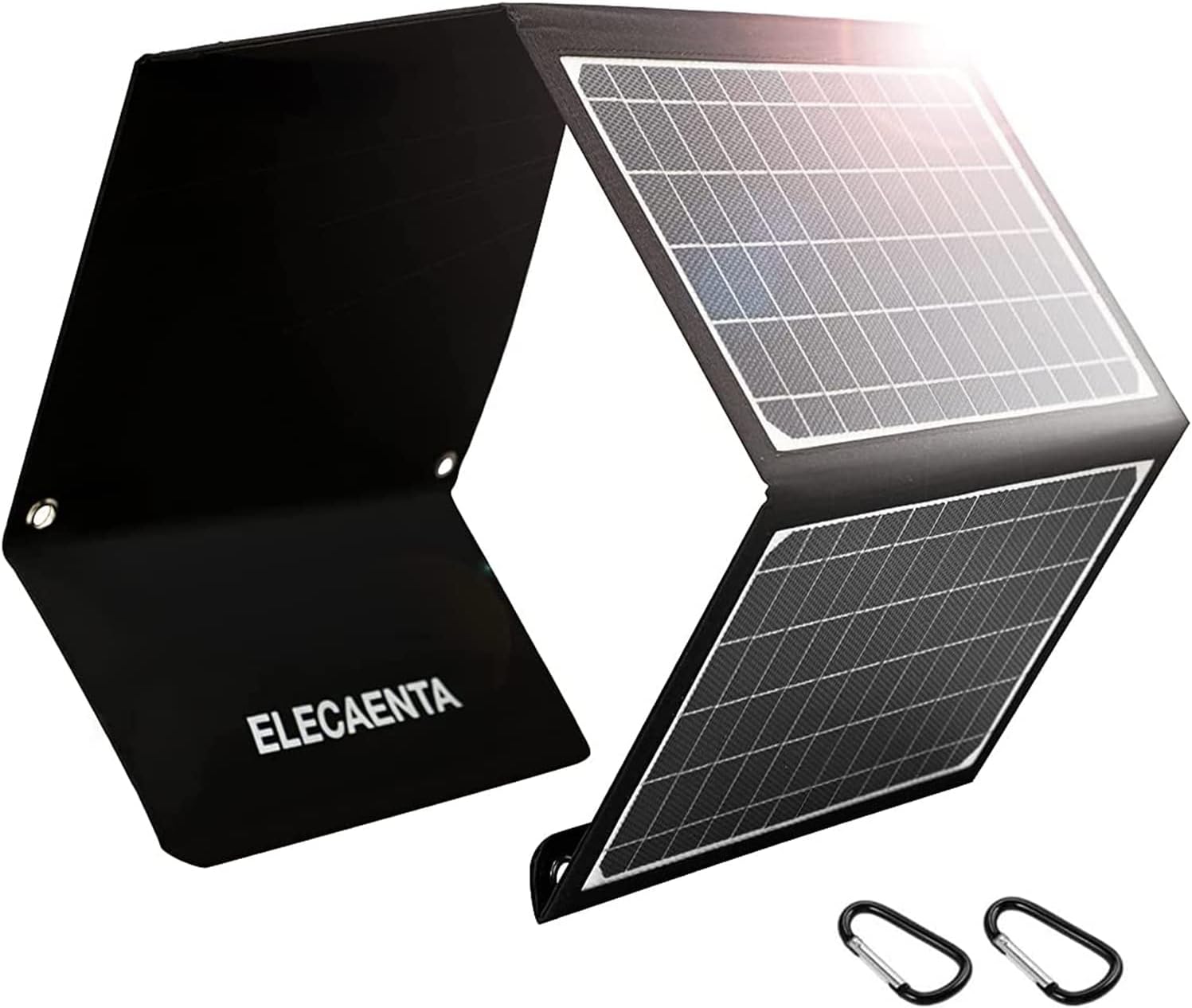 ELECAENTA 30W Portable Solar Panel Charger, 18W USB C Fast Charging, QC 3.0 and USB A Ports for Cellphones Tablets Camera Power Bank, IPX5 Waterproof, Foldable Solar Charger for Camping Backpacking