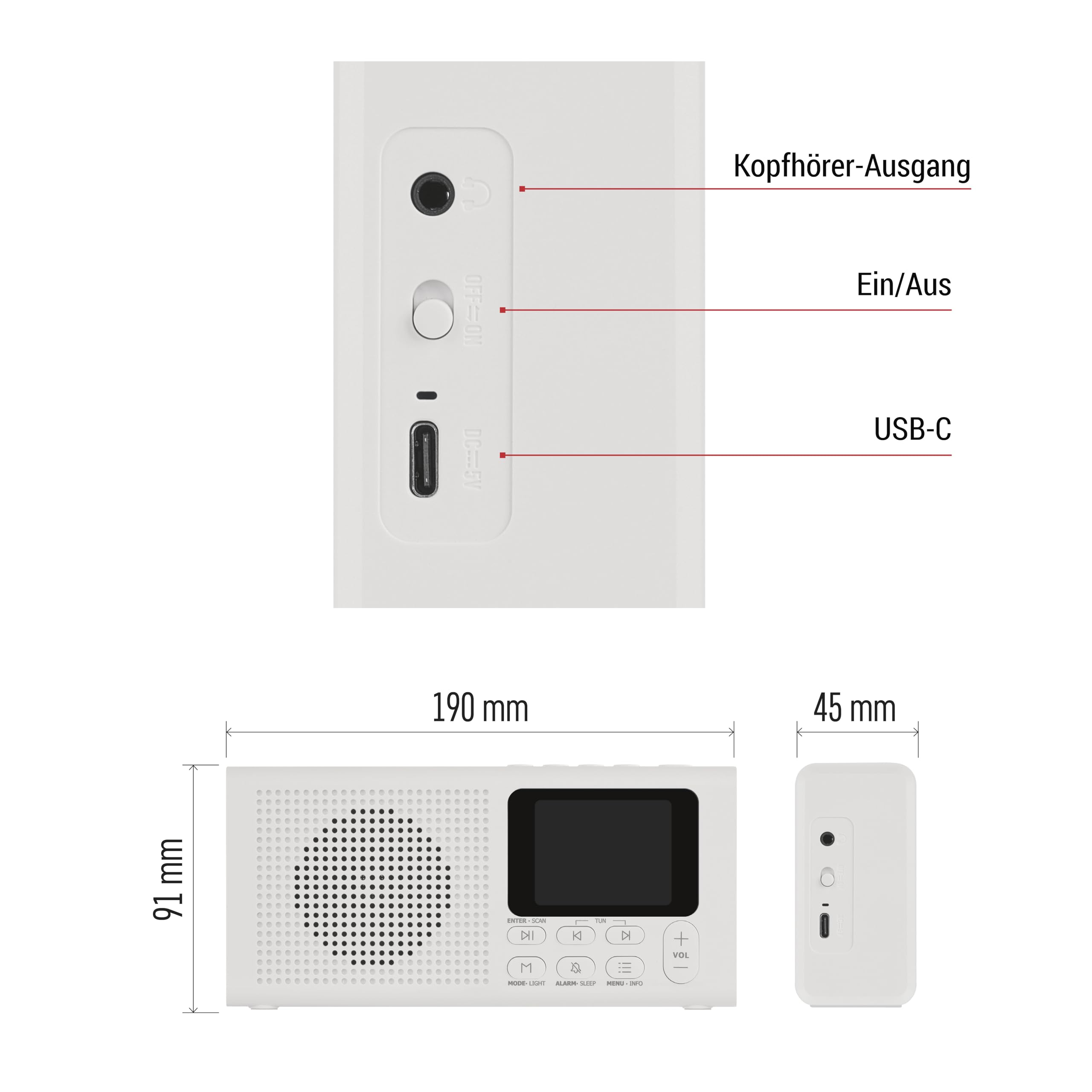 EMOS - Radio DAB+ z Bluetooth i podwójnym zasilaniem - przenośne radio cyfrowe z budzikiem, timerem i 40 miejscami pamięci - 4 x szybki wybór - radio kuchenne DAB+FM z kolorowym wyświetlaczem TFT LCD