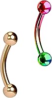 Vista 11 de Juego de 2 anillos para ombligo: 0.49 onzas 5/16 pulgadas acero quirúrgico curvado Barbells, 0.118 pulgadas con extremos en bolas