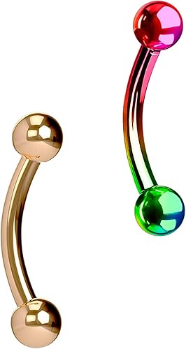 Miniatura 11 de Juego de 2 anillos para ombligo: 0.49 onzas 5/16 pulgadas acero quirúrgico curvado Barbells, 0.118 pulgadas con extremos en bolas