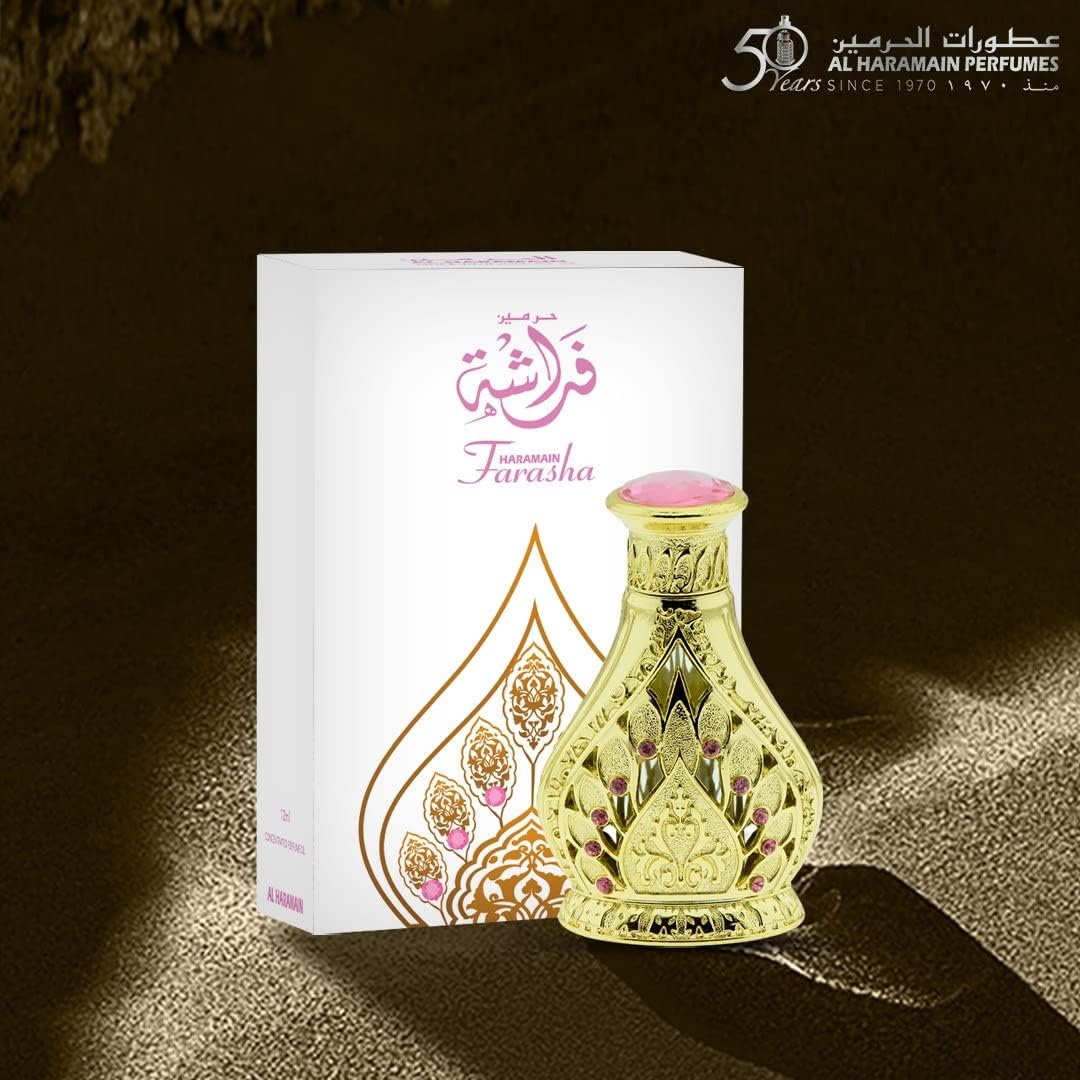Al Haramain Farasha Concentrated Perfume Oil 12ml | Floral Oriental Unisex Fragrance | Long-Lasting Amber Woody Scent | Ideal Gift for Casual & Formal Use | Captivating and Sophisticated Scent | 12ml