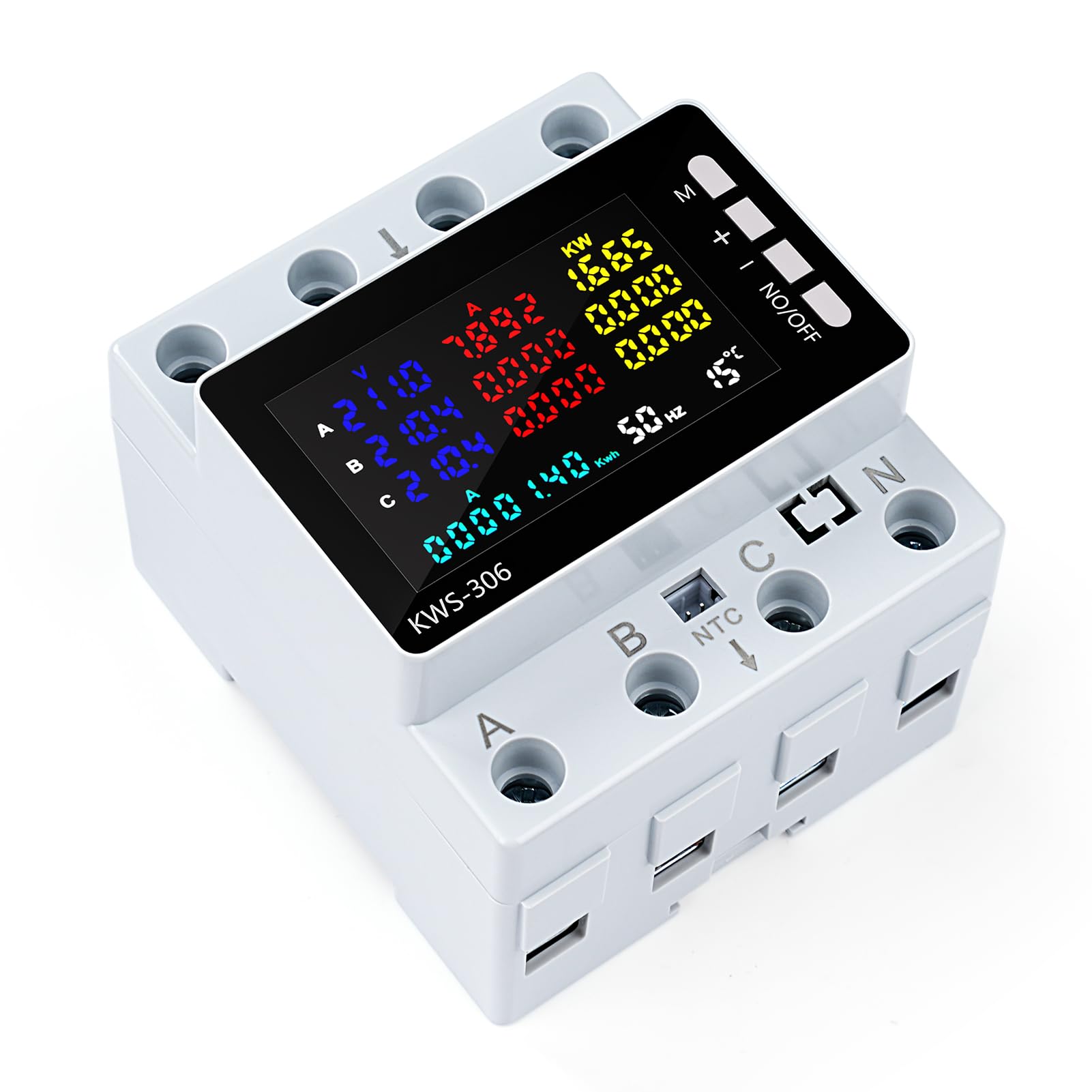Contatore Energia Elettrica Trifase, 9 in 1 Misuratore di Consumo Elettrico Digitale Contatore Elettrico Energy Meter con Protezione da Sovratensione/Sottotensione AC 85-290V 80A (NO WiFi)