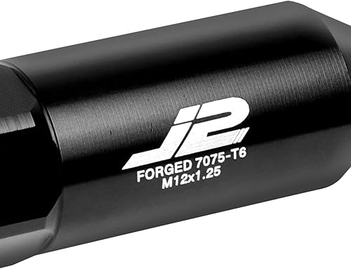 Miniatura 3 de J2 Engineering - 20 tuercas M12 x 1.25 7075-T6 de aluminio de 3.543 in con adaptador de enchufe (negro)