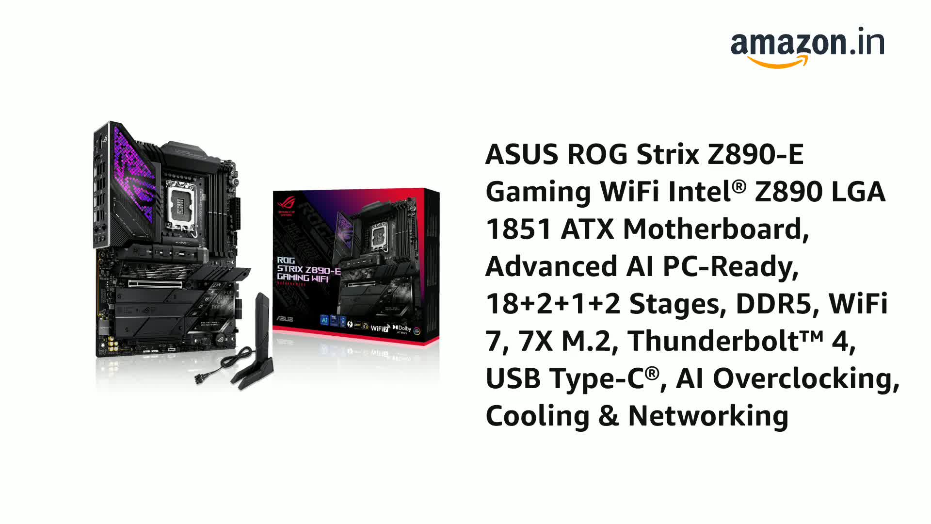 【かなページ】 ASUS ROG Strix Z890-E Gaming WiFi Intel Z890 LGA 1851 ATX Motherboard