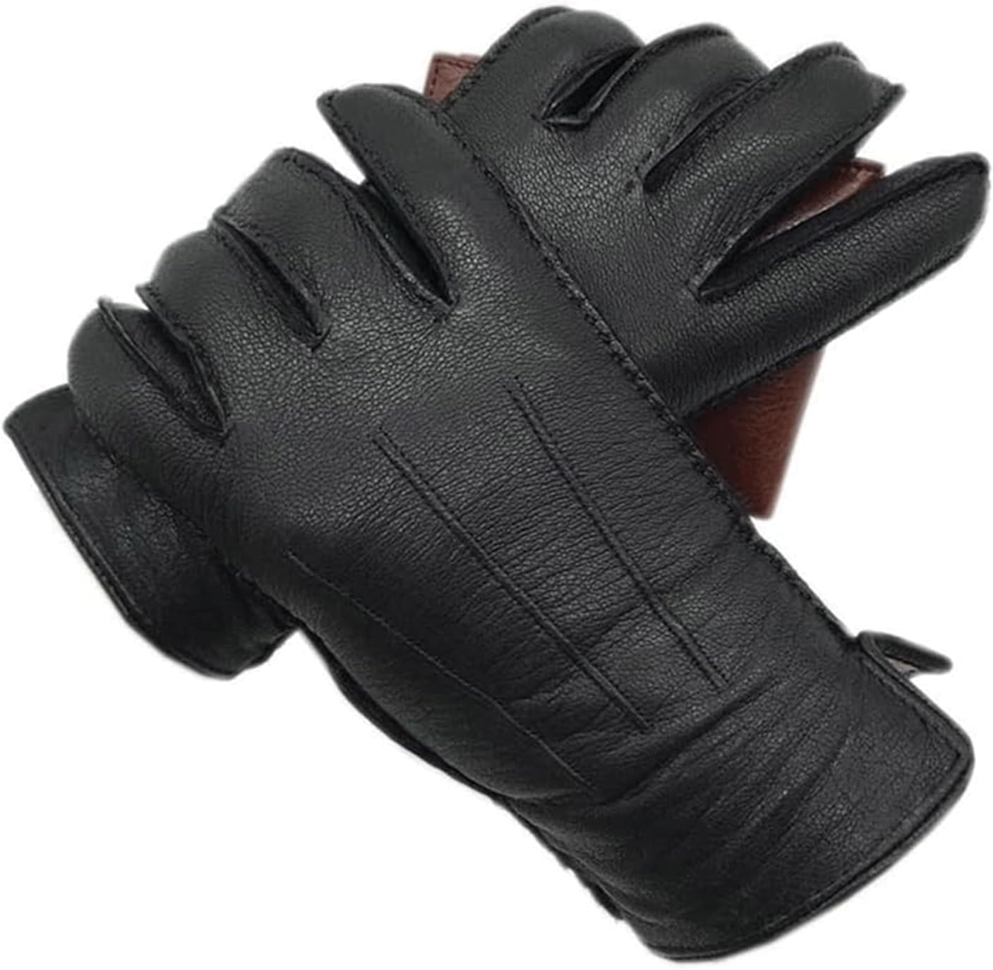 Guantes de Invierno Guantes de Invierno Gruesos con Forrado a Prueba de Viento Guantes de Cuero Linura de Lana Guantes de Ciclismo Guantes de Clima frío Guantes Moto