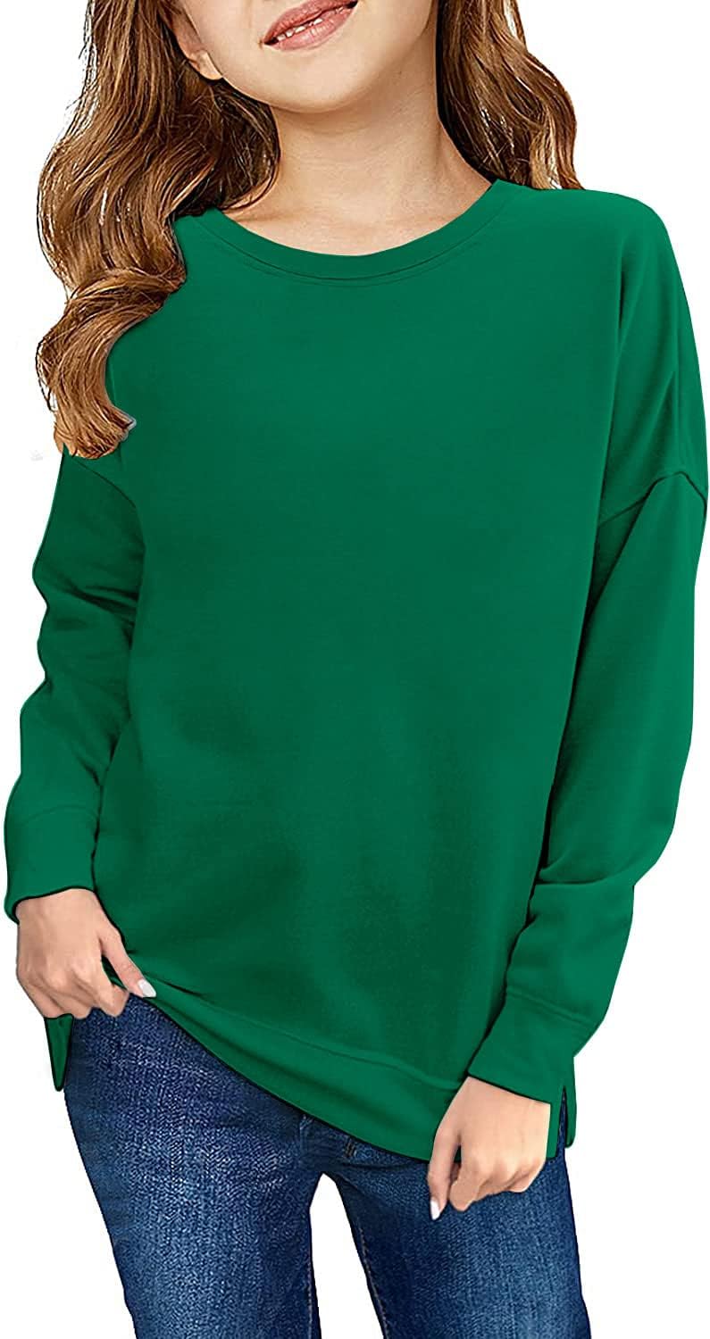 Haloumoning Girls Striped Color Block Sweatshirts Kids Tie Dye Crewneck Long Sleeve Pullover Tops 4-15 Years