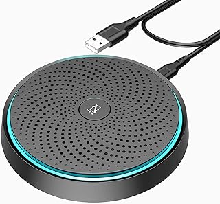 Monodeal Conference Microphone with Mute Button, Upgraded USB Microphone for Laptop PC,Omnidirectional Microphone for Computer Zoom, Virtual School, Video Meeting, Skype (Plug & Play)