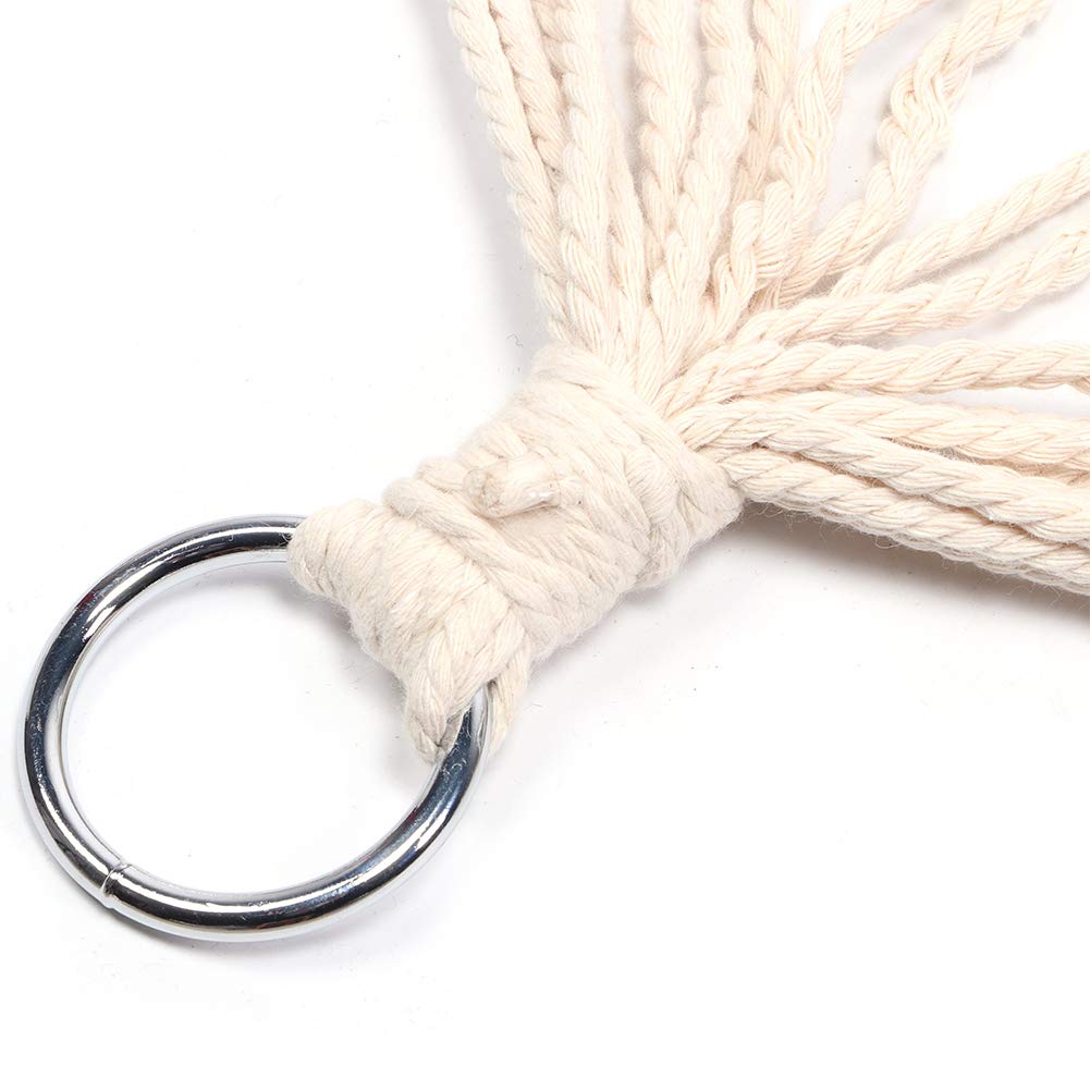 Amaca in Corda, Amaca in Rete Portatile da Giardino Esterno Amache in Corda di Cotone Intrecciata con Barra di Distribuzione in Legno Decorazione Altalena Appesa per