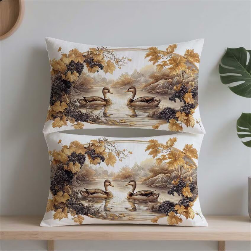 Housse de coussin rectangle 60x80 lin imperméable motif oiseau