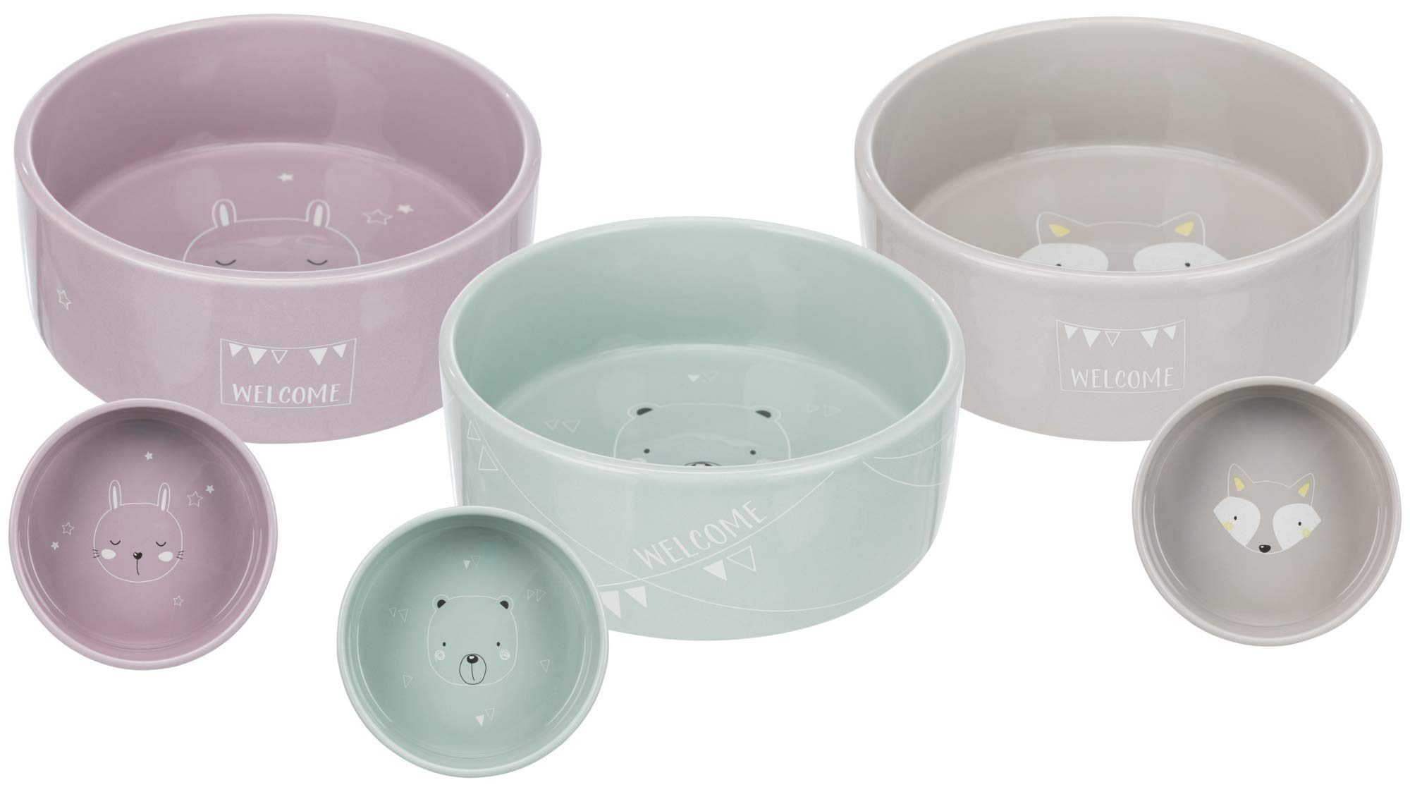 TRIXIE Junior Ceramic Bowl – Ceramic bowl for young cats and dogs – for food, water & cat milk – age-appropriate random selection – 1 bowl – 0.8 l – 25127
