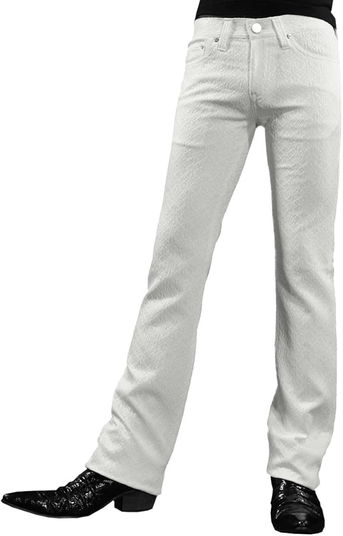 Amazon パンツ アラベスク柄 ダマスク柄 ジャガード シューカット メンズ 日本製 ストレッチ ブーツカット ボトムス ホワイト白 ロングパンツ 通販