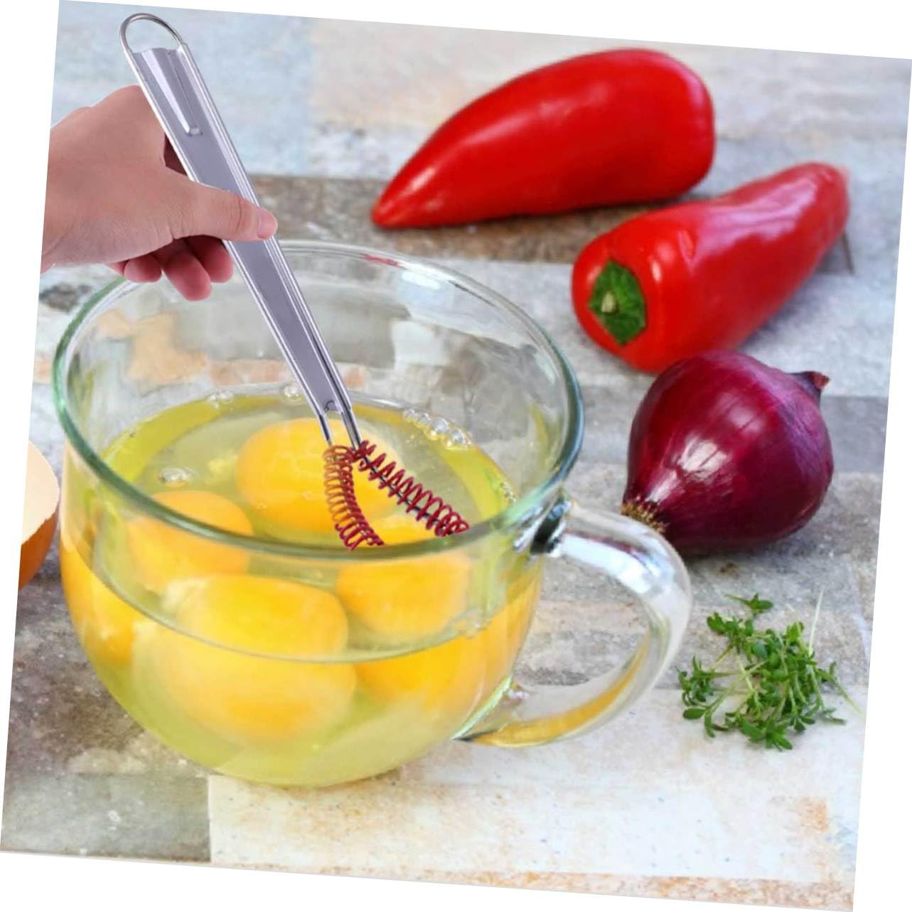 Unomor 4pcs Assorted Stainless Steel Egg Beater Silicone Spring for Kitchen Stirring Drinks Egg Tools