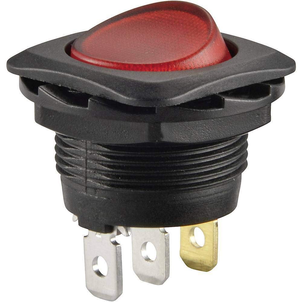 Built-in rocker switch diameter 20 mm 250 V 6 A red illuminated on/off with mounting ring (1)