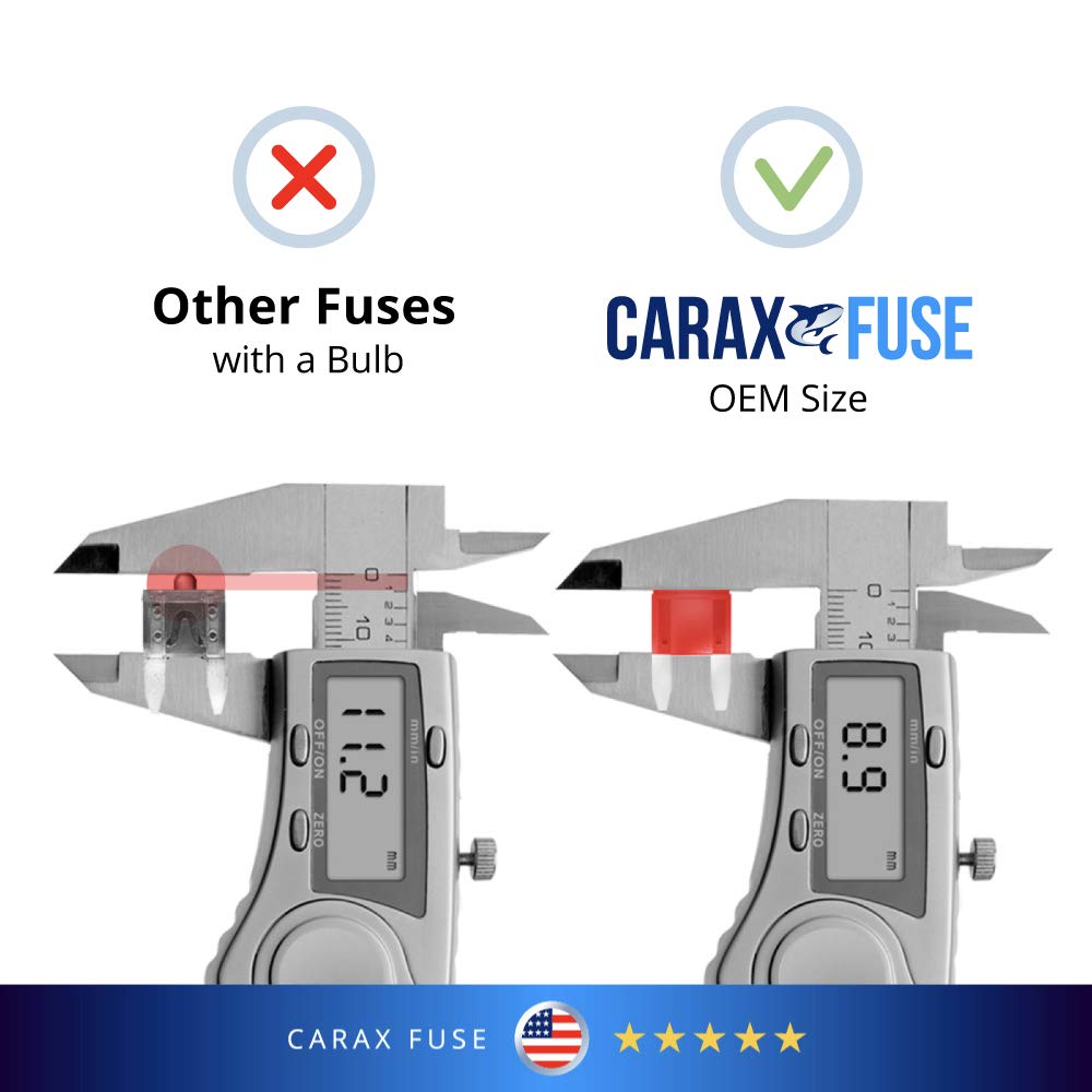 CARAX Premium Mini Blade 50 pcs. Assortment Kit LED Automotive Fuse Smart Auto Glow Fuse Easy Identification Mix 50 pcs.