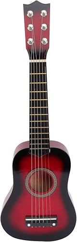 Kisangel Guitarra falsa para niños, 1 guitarra de 21 pulgadas, 6 cuerdas, guitarra de madera, guitarra folclórica, estilo vintage, guitarra acústica