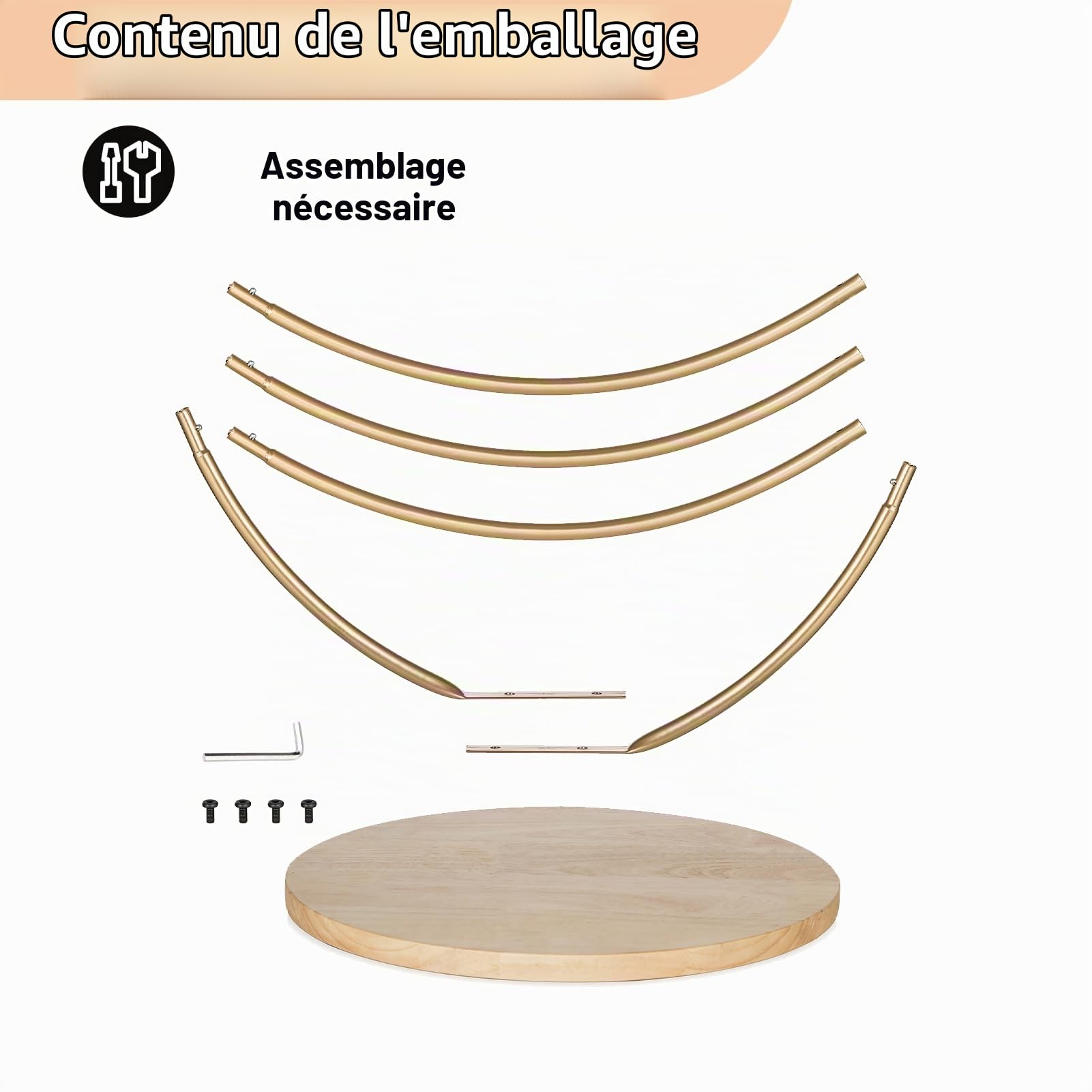 NUPTIO Support Gateau Presentoir avec Piedestal Rond Bois, 36cm | avec Metal Ring, pour Mariage Anniversaire, Fête, Douche de Bébé, Noël
