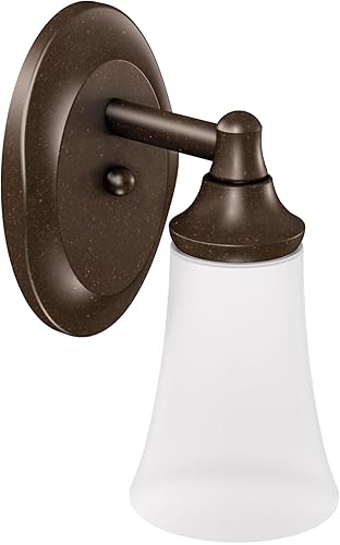 Moen YB2861ORB Eva - Accesorio de tocador de baño de doble montaje con 1 luz con vidrio esmerilado, bronce aceitado