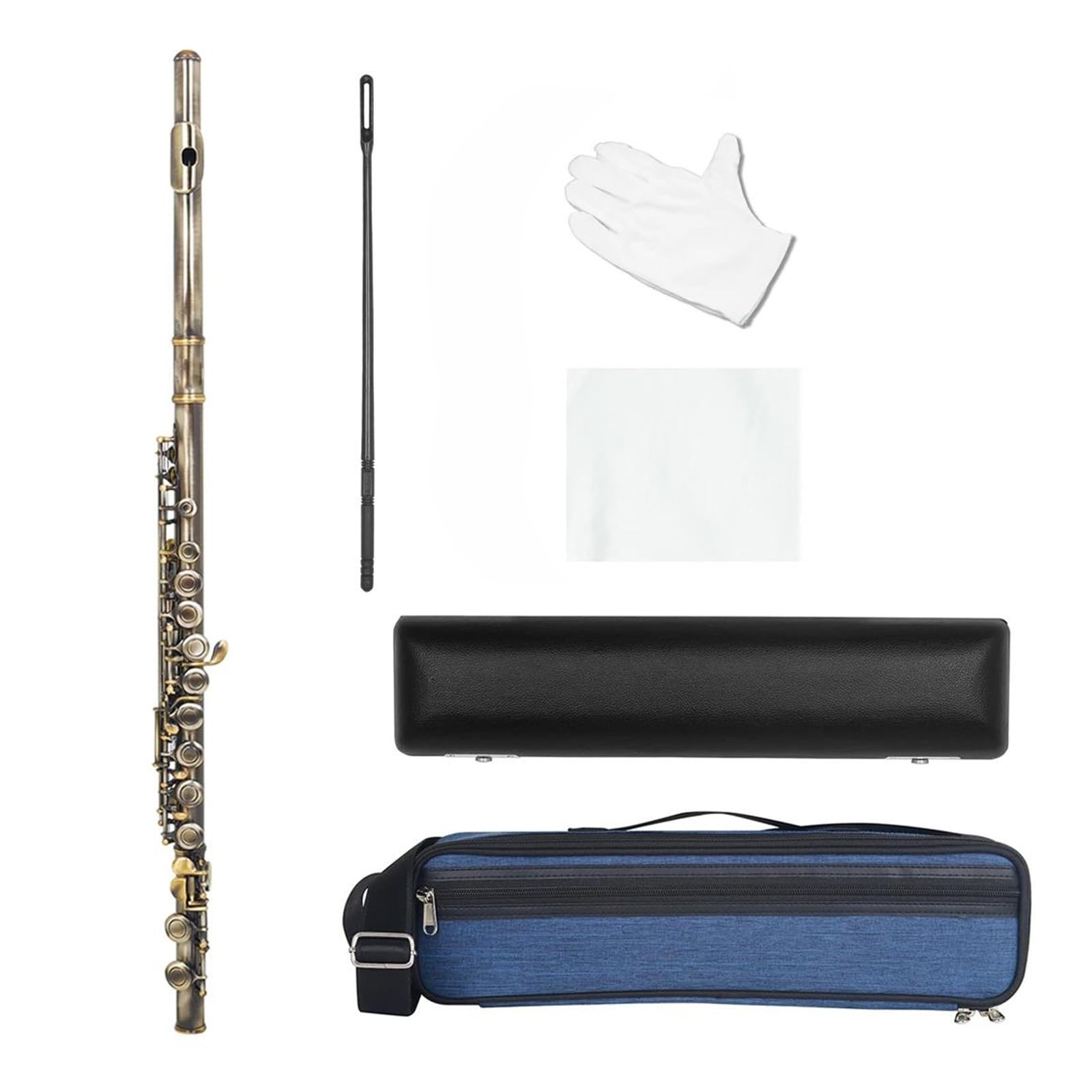 flet prosty Flet 16 zamknięty otwór C klucz flet imitacja brązu profesjonalny flet poprzeczny instrument dęty drewniany (Color : Bronze Antique)