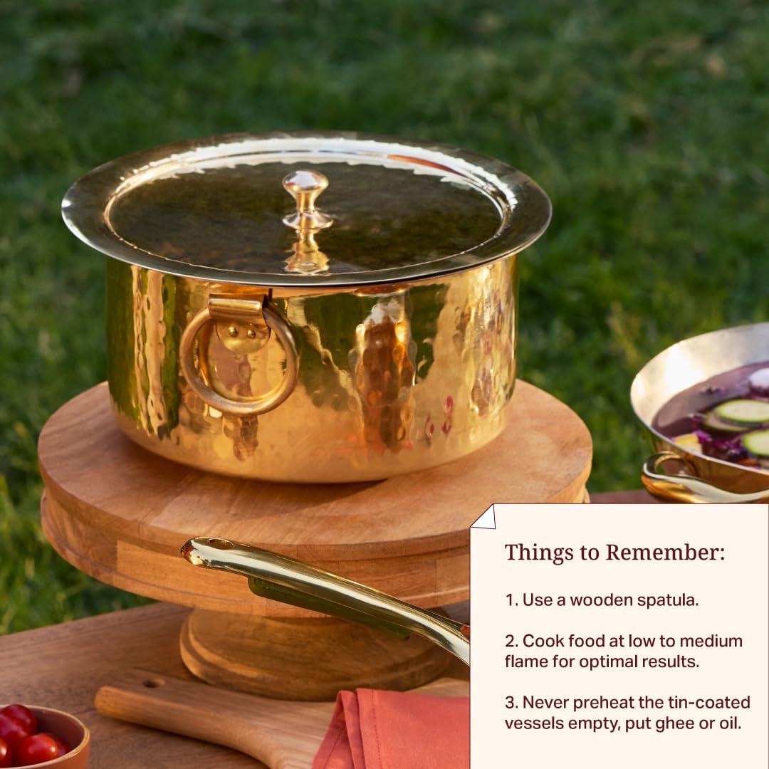 Brass Patila - 1L Cooking Pot | Pure Brass Handi -5 Brass Patila - 1L Cooking Pot | Pure Brass Handi -5
